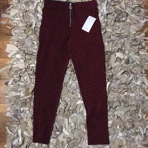 Zara basic checkered zip up pants/leggings/jegging